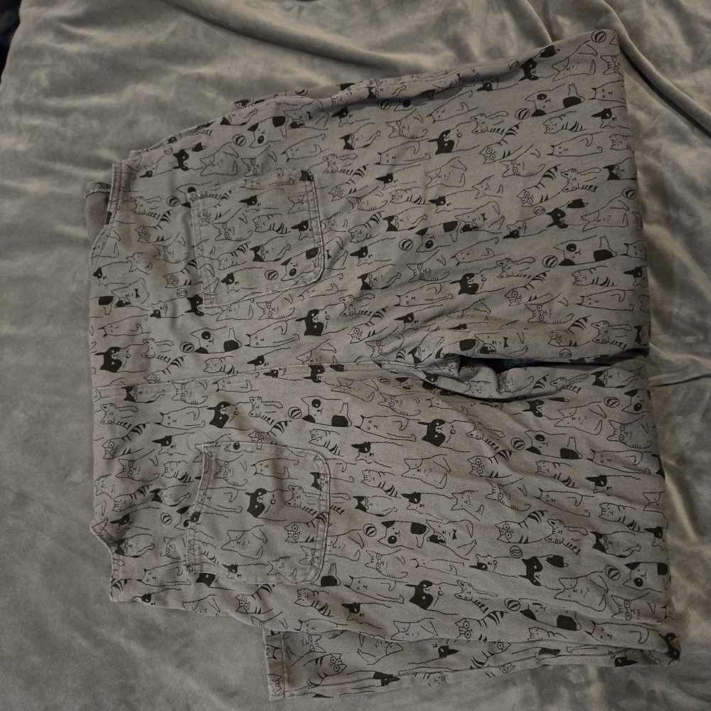 Gray Cat Print Overalls - Picture 3 of 5